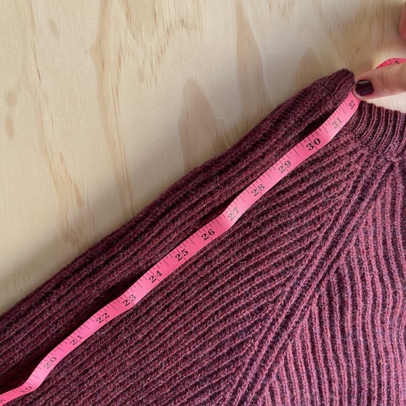 Vintage Chunky Knit Sweater Cardigan Mens Medium Red V Neck Elbow Patch Pockets - Picture 5 of 6